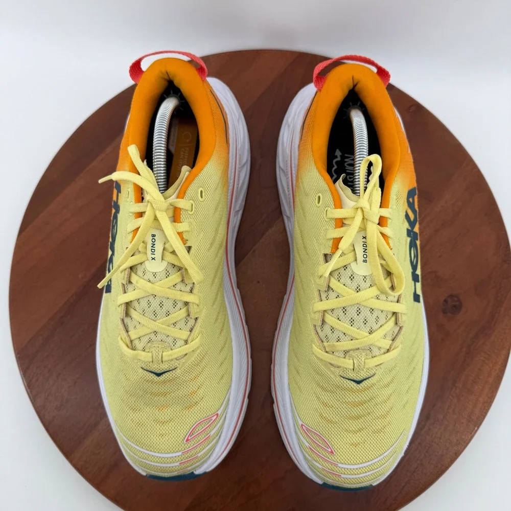 Hoka Bondi X Running Shoes Mens Yellow Pear/Radiant Yellow Carbon Plate 12D*flaw